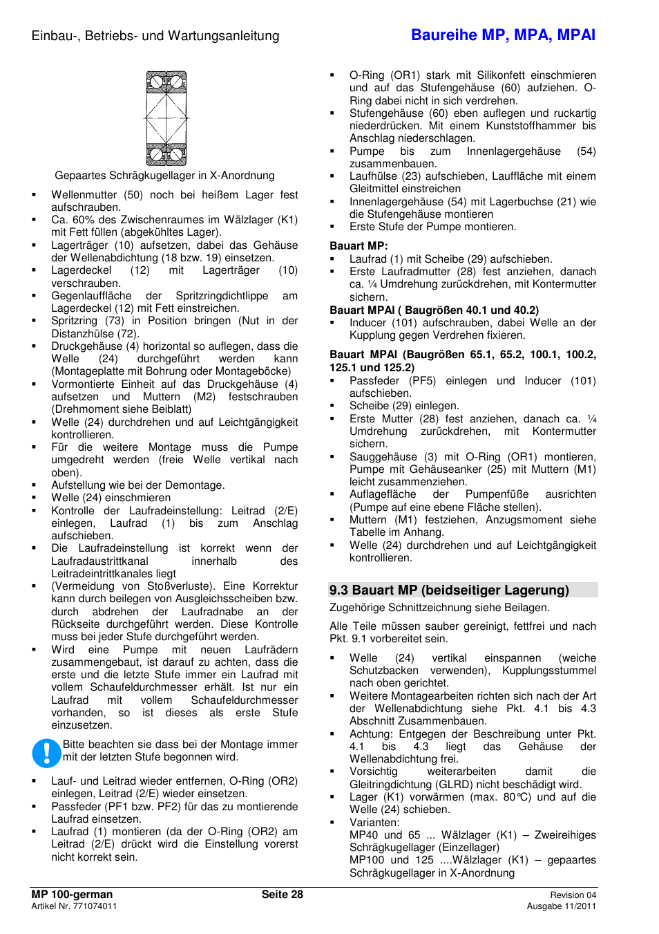 Baureihe mp, mpa, mpai, Einbau-, betriebs- und wartungsanleitung, 3 bauart mp (beidseitiger lagerung) | Xylem MPAI User Manual | Page 32 / 135