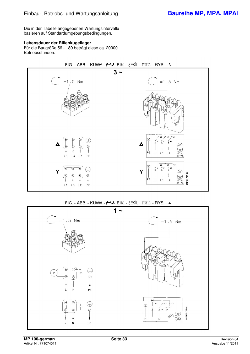 Baureihe mp, mpa, mpai, Einbau-, betriebs- und wartungsanleitung | Xylem MPAI User Manual | Page 37 / 135
