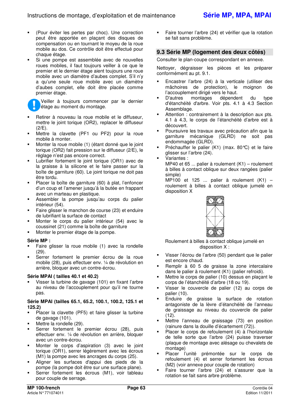Série mp, mpa, mpai, 3 série mp (logement des deux côtés) | Xylem MPAI User Manual | Page 67 / 135