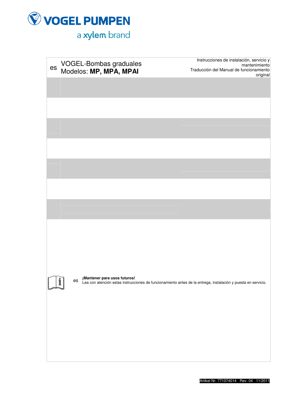 Xylem MPAI User Manual | 67 pages