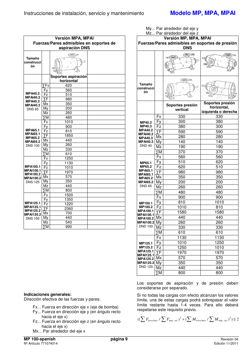 Modelo mp, mpa, mpai | Xylem MPAI User Manual | Page 11 / 67