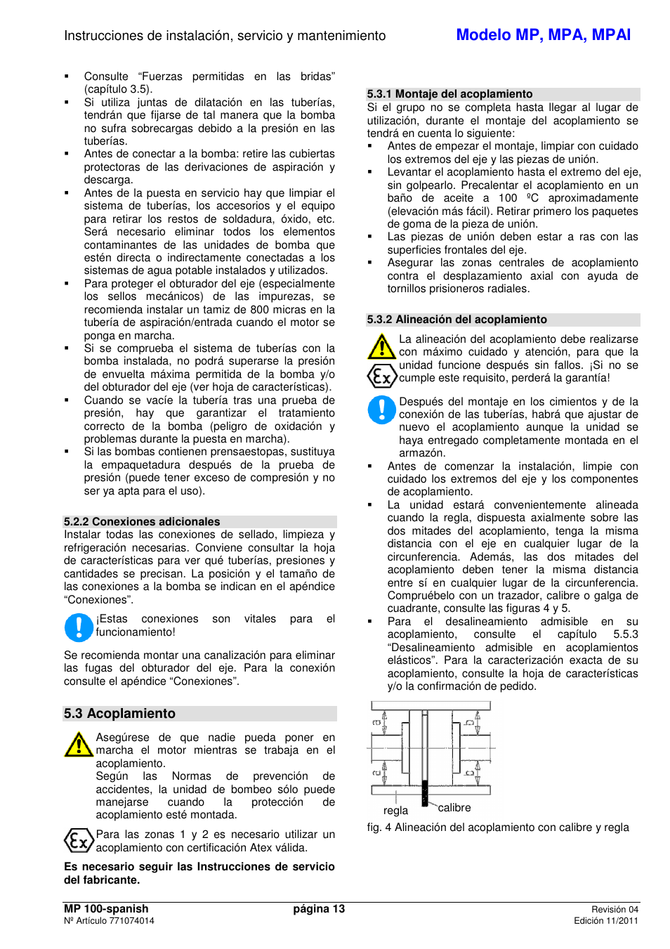 Modelo mp, mpa, mpai, 3 acoplamiento | Xylem MPAI User Manual | Page 15 / 67