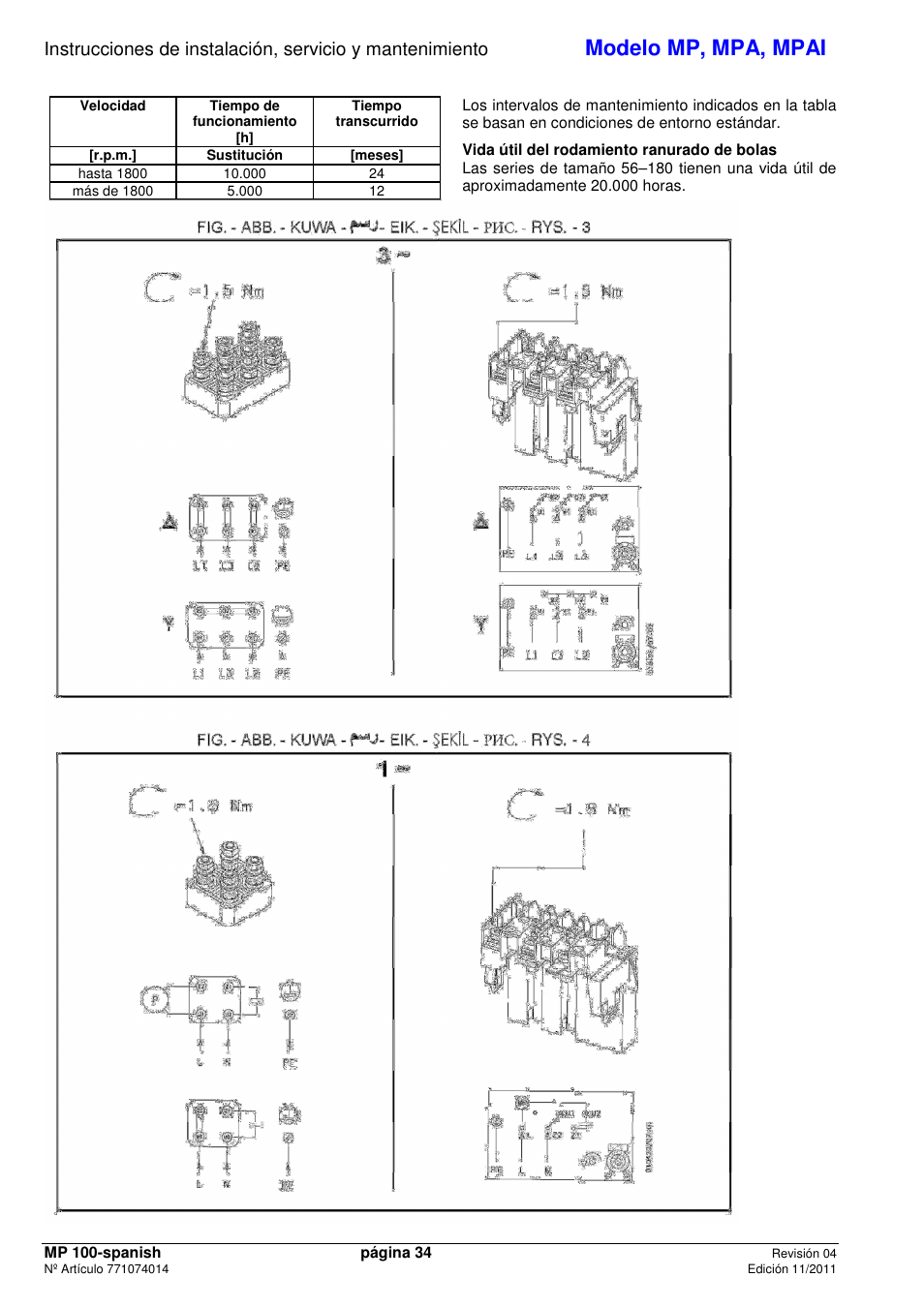 Modelo mp, mpa, mpai | Xylem MPAI User Manual | Page 36 / 67