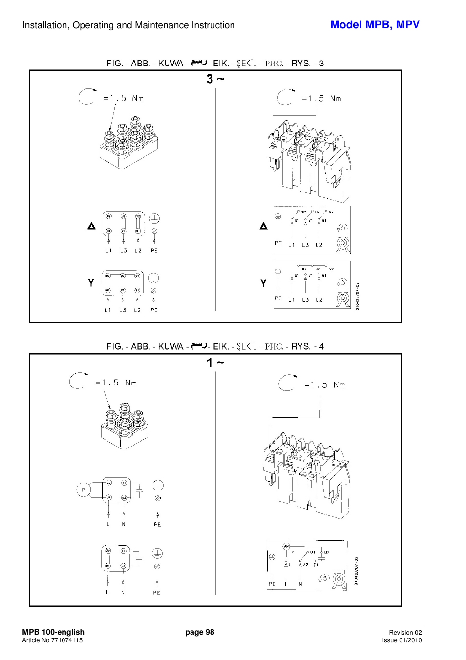 Model mpb, mpv | Xylem MPV User Manual | Page 102 / 122