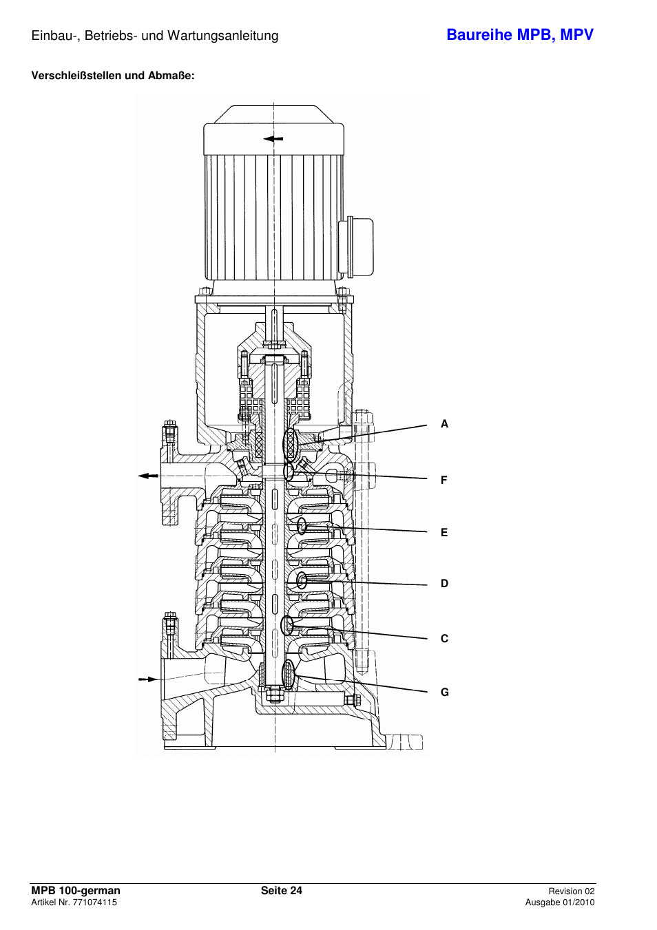 Baureihe mpb, mpv, Einbau-, betriebs- und wartungsanleitung | Xylem MPV User Manual | Page 28 / 122
