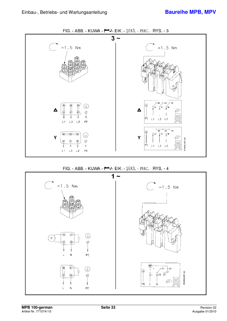 Baureihe mpb, mpv | Xylem MPV User Manual | Page 37 / 122