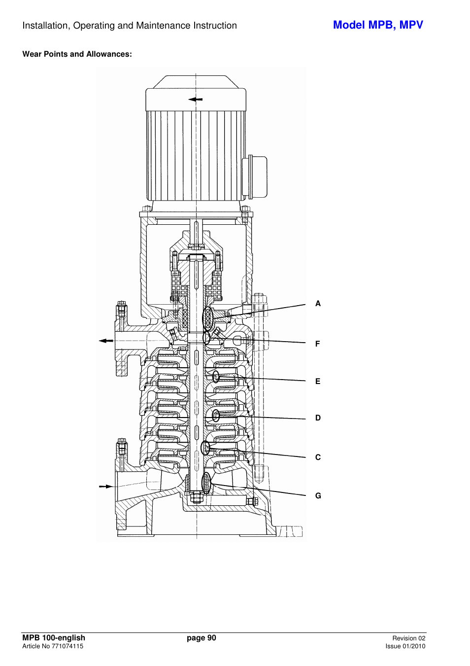 Model mpb, mpv | Xylem MPV User Manual | Page 94 / 122