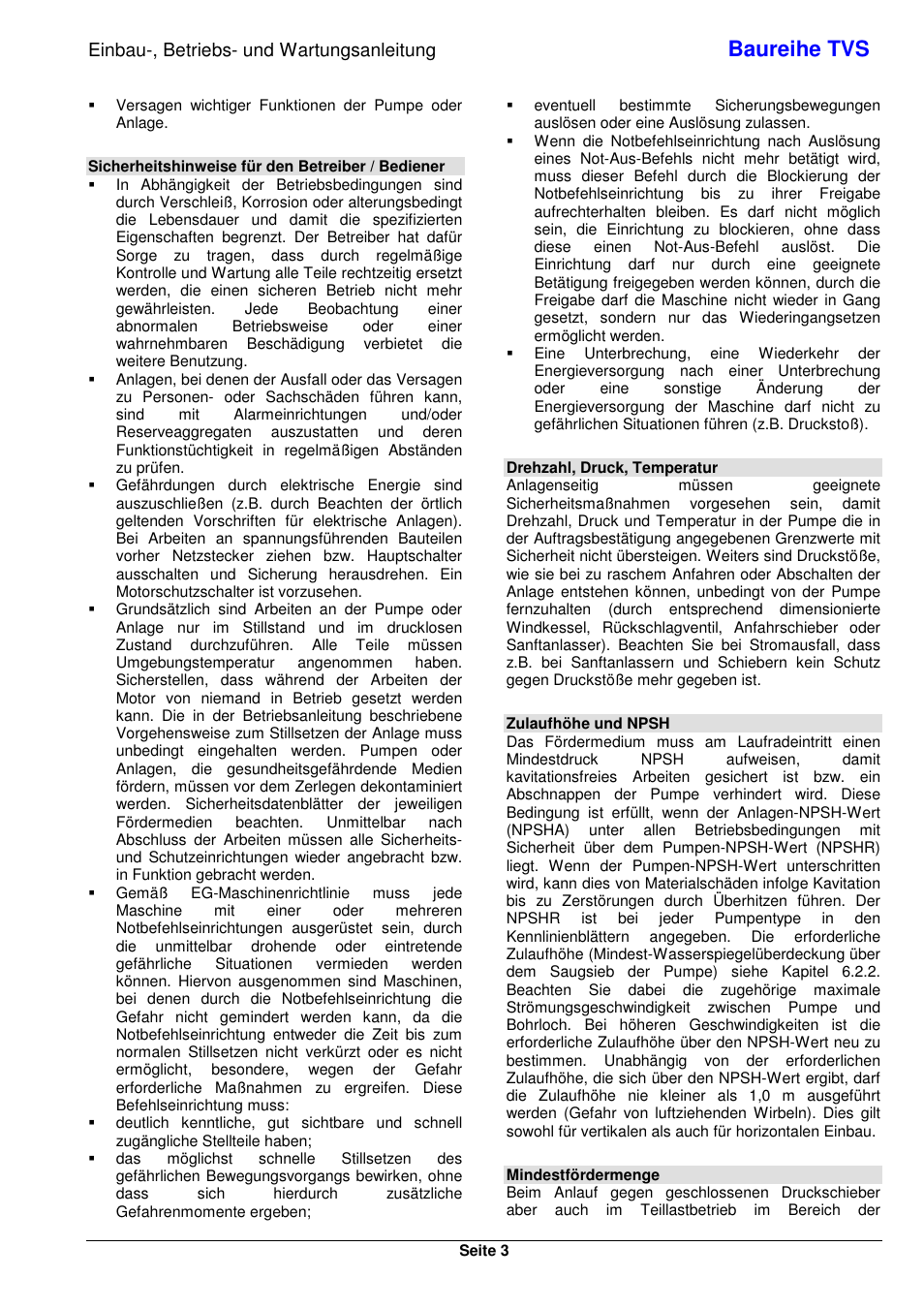 Baureihe tvs, Einbau-, betriebs- und wartungsanleitung | Xylem TVS User Manual | Page 11 / 84