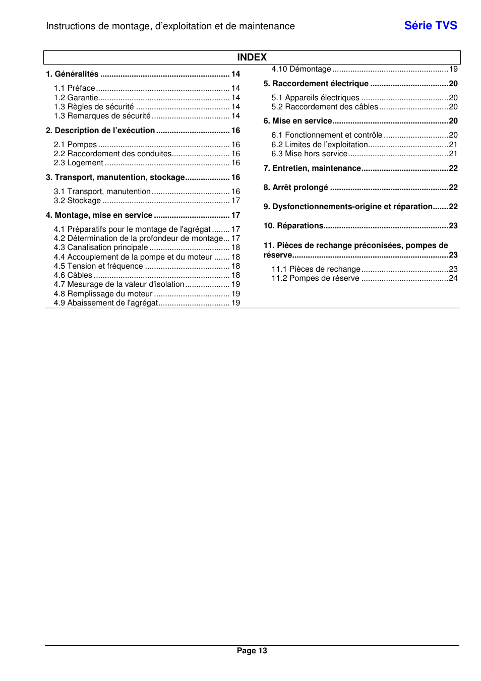 Série tvs | Xylem TVS User Manual | Page 21 / 84