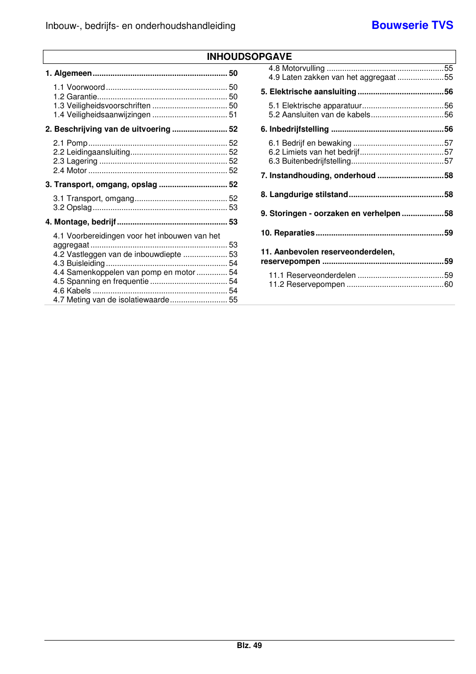 Bouwserie tvs | Xylem TVS User Manual | Page 57 / 84