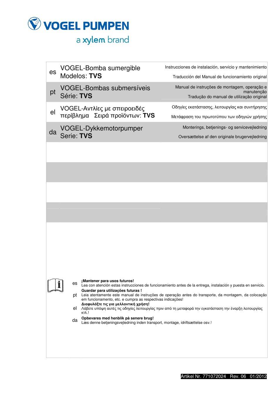 Xylem TVS User Manual | 72 pages
