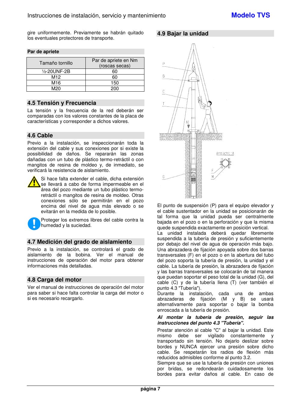 Modelo tvs | Xylem TVS User Manual | Page 13 / 72