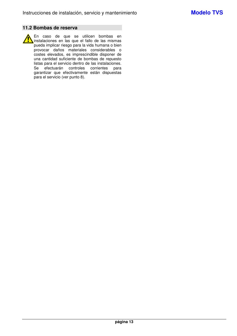 Modelo tvs, 2 bombas de reserva | Xylem TVS User Manual | Page 19 / 72