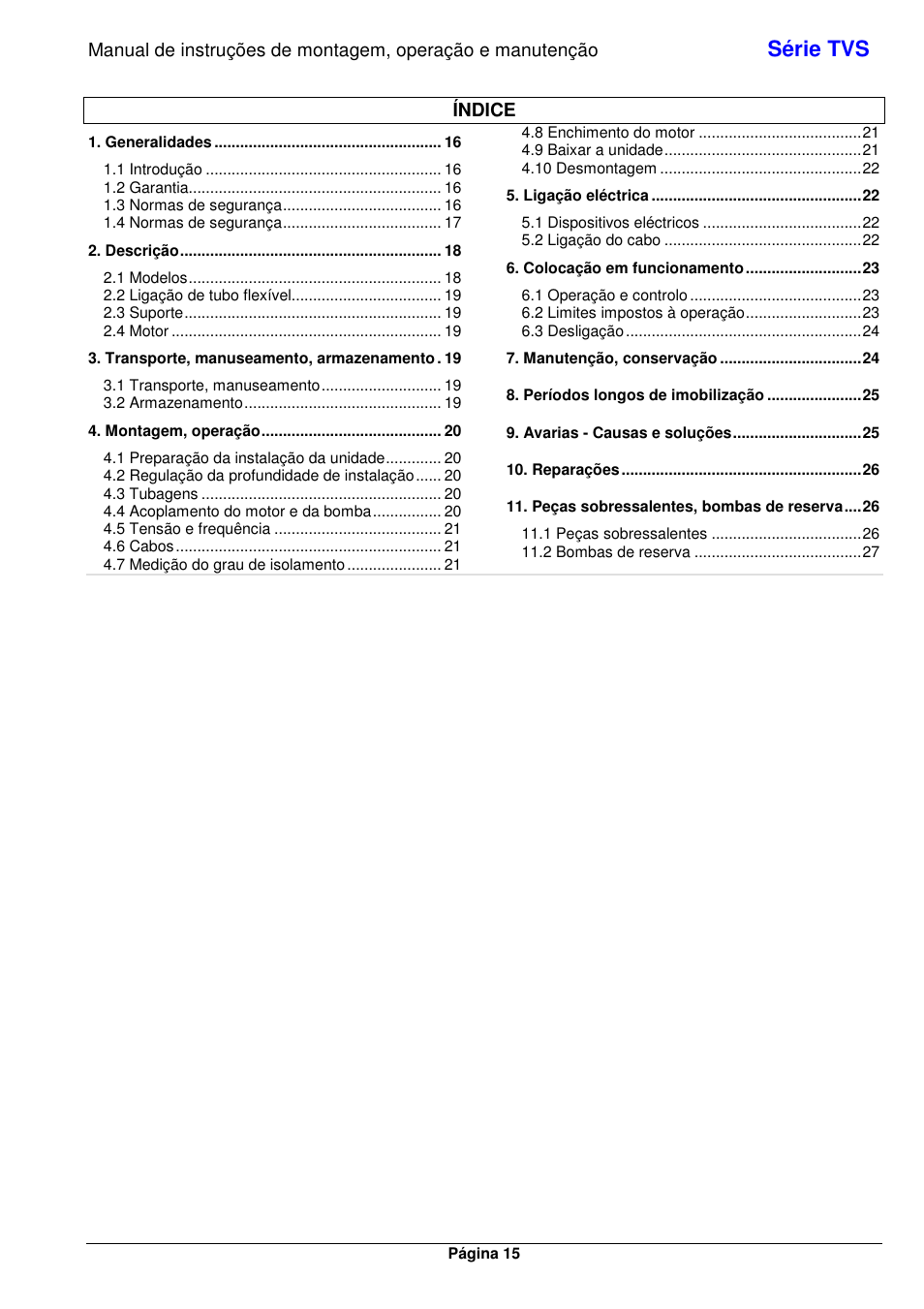 Série tvs | Xylem TVS User Manual | Page 21 / 72