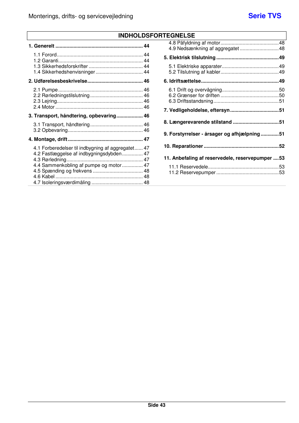 Serie tvs | Xylem TVS User Manual | Page 49 / 72