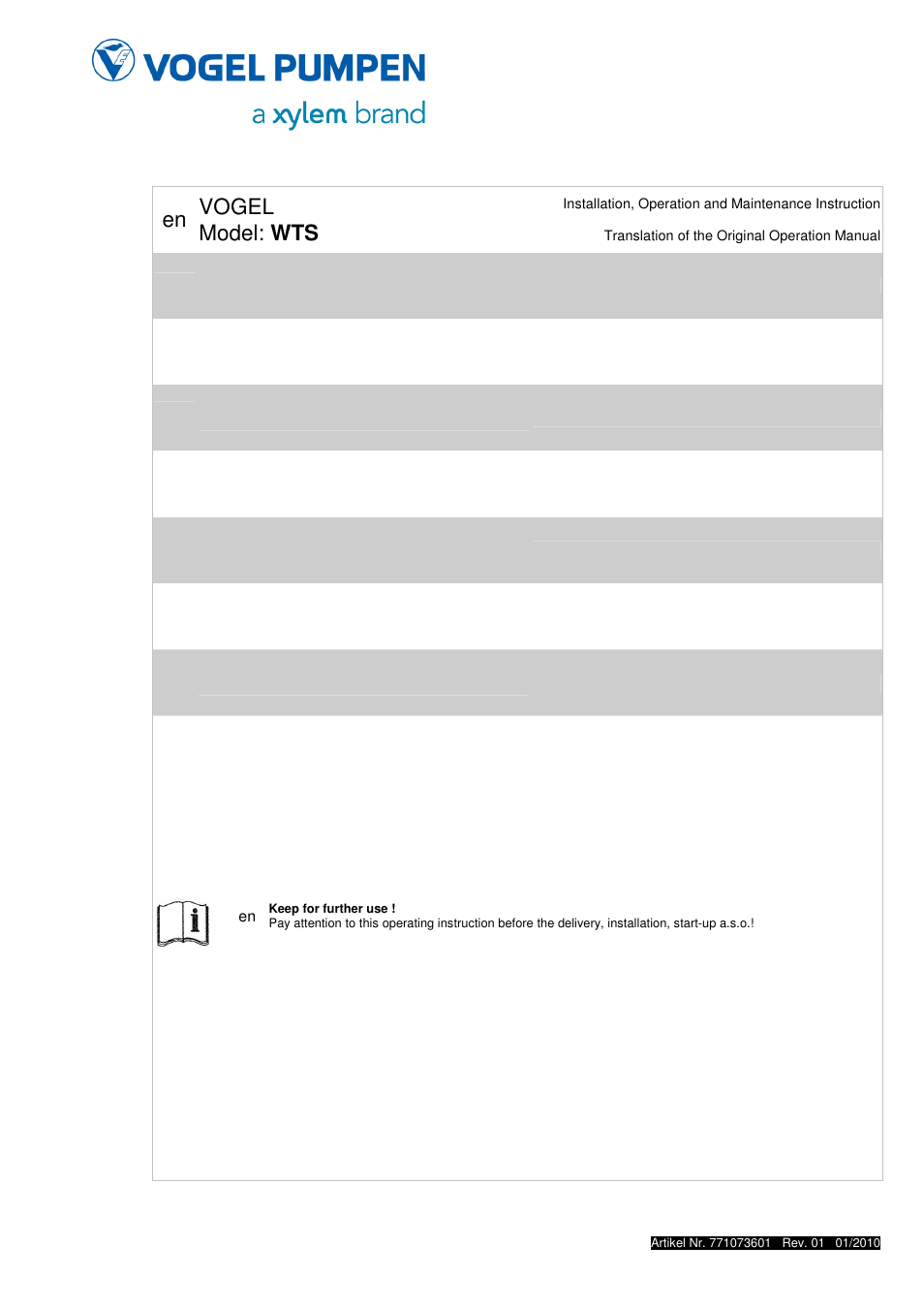 Xylem WTS User Manual | 22 pages