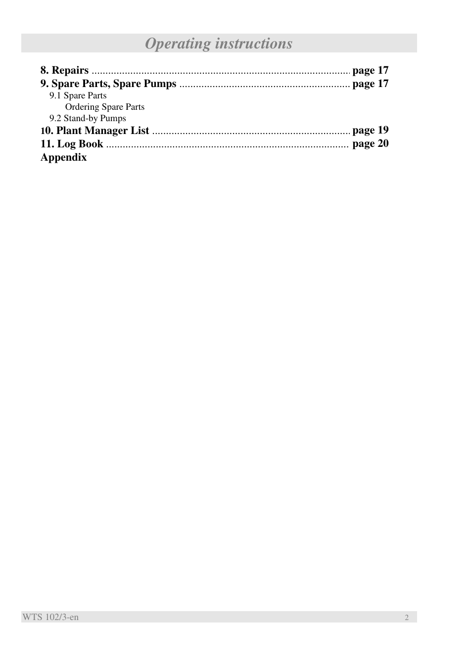 Operating instructions | Xylem WTS User Manual | Page 4 / 22
