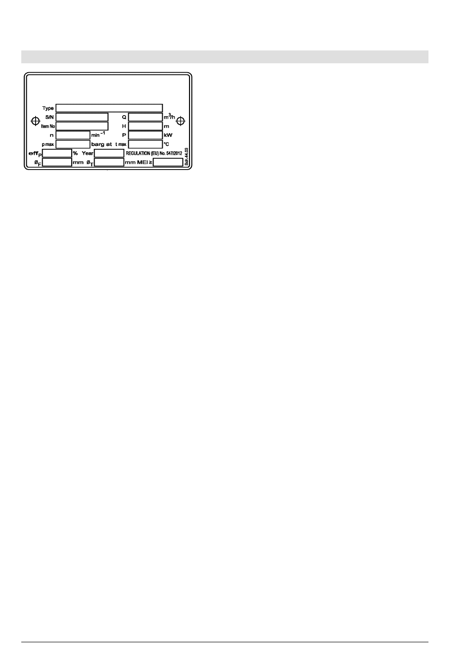 Série lr, lmr, lrz, lmz, Plaque signalétique de la pompe | Xylem LMZ User Manual | Page 24 / 68