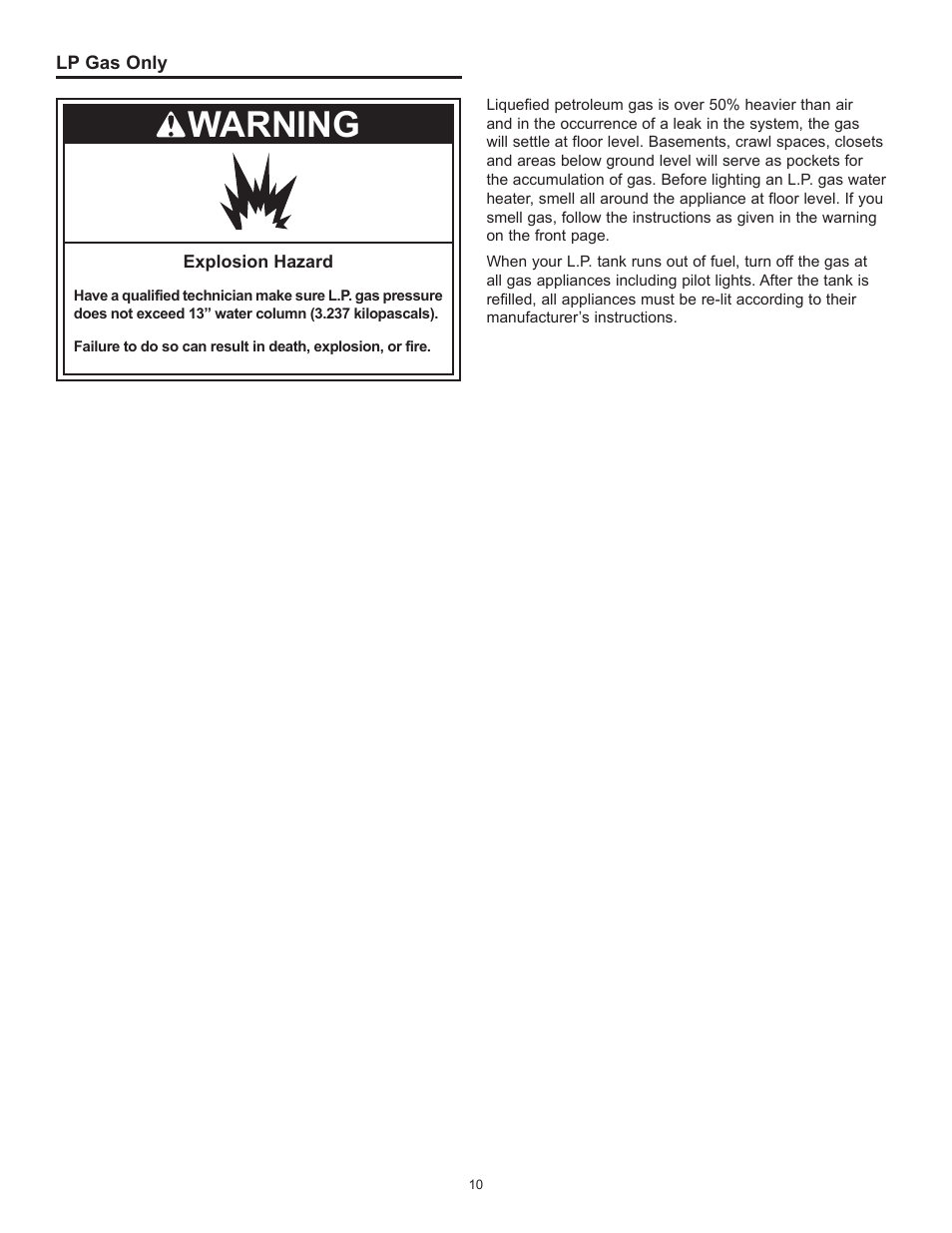 Warning | John Wood Atmospheric Gas (Standard) User Manual | Page 10 / 40