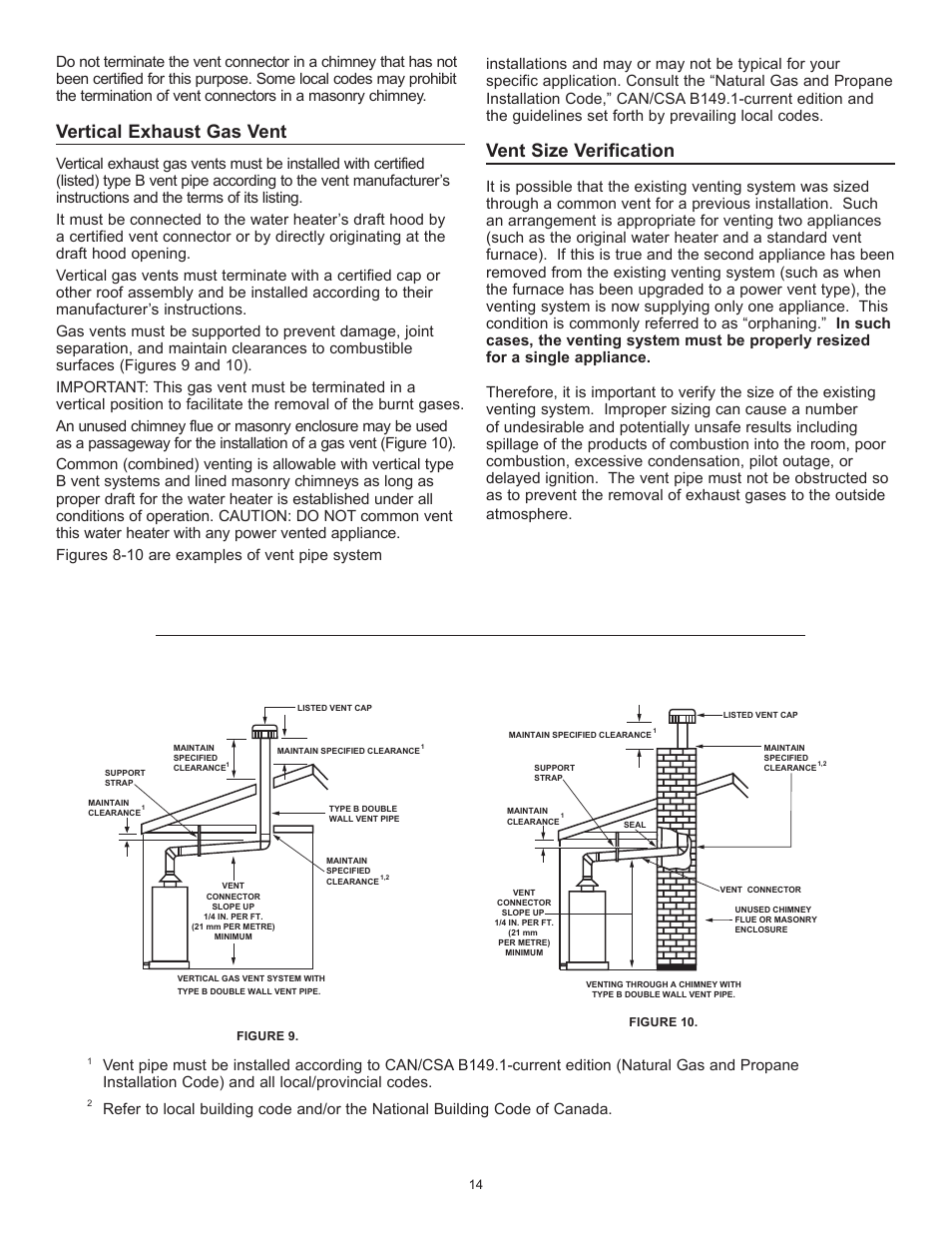 Vertical exhaust gas vent, Vent size verification | John Wood Atmospheric Gas (Standard) User Manual | Page 14 / 40