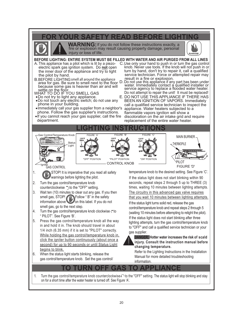 For your safety read before lighting, Lighting instructions, Warning | John Wood Atmospheric Gas (Standard) User Manual | Page 20 / 40