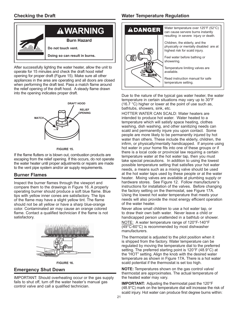 Warning | John Wood Atmospheric Gas (Standard) User Manual | Page 21 / 40