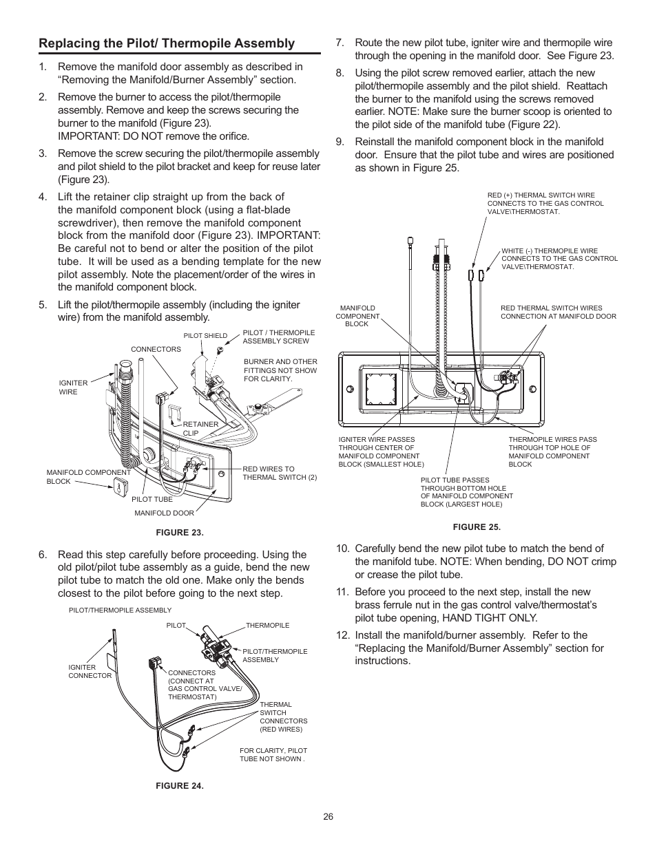 Replacing the pilot/ thermopile assembly | John Wood Atmospheric Gas (Standard) User Manual | Page 26 / 40