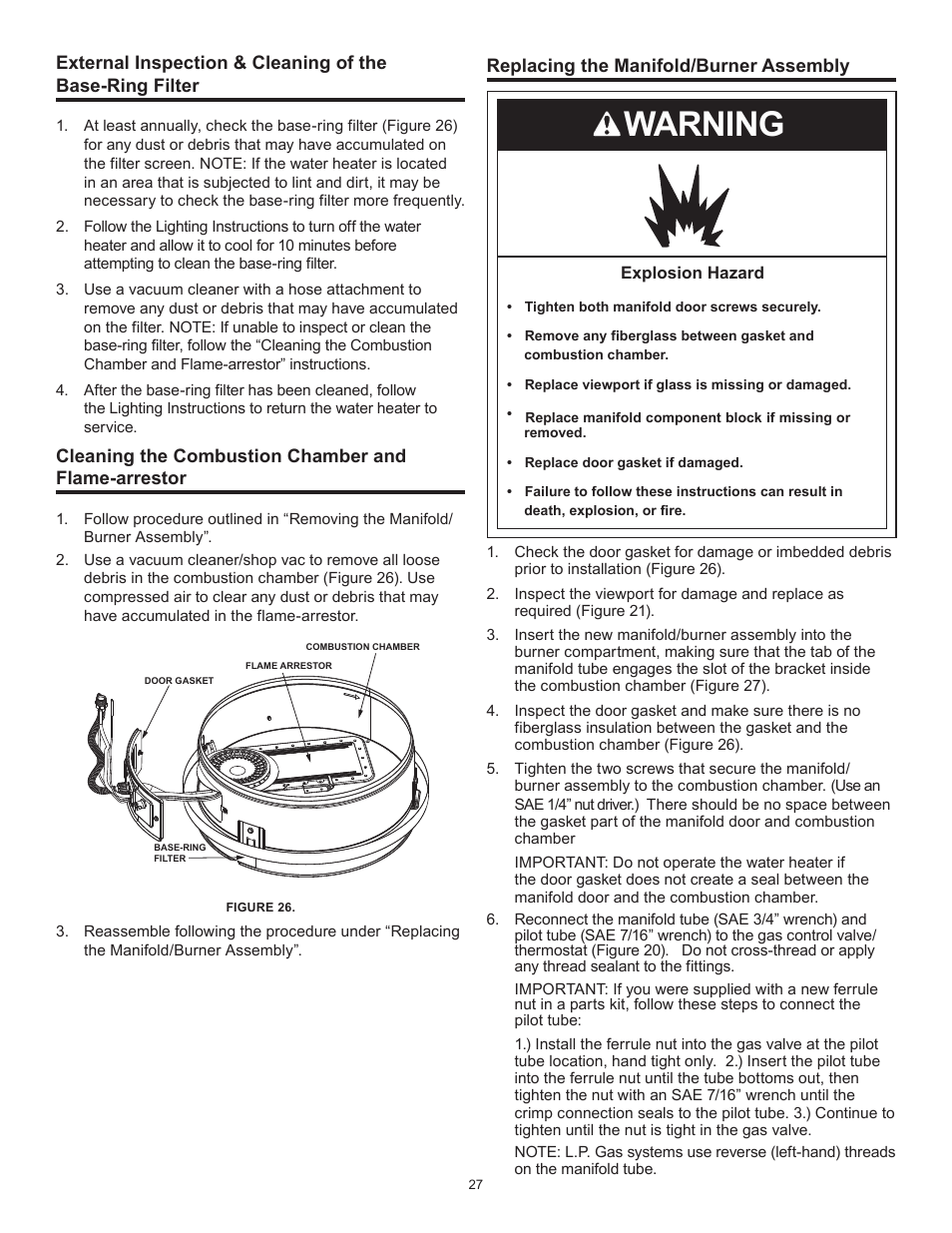 Warning | John Wood Atmospheric Gas (Standard) User Manual | Page 27 / 40