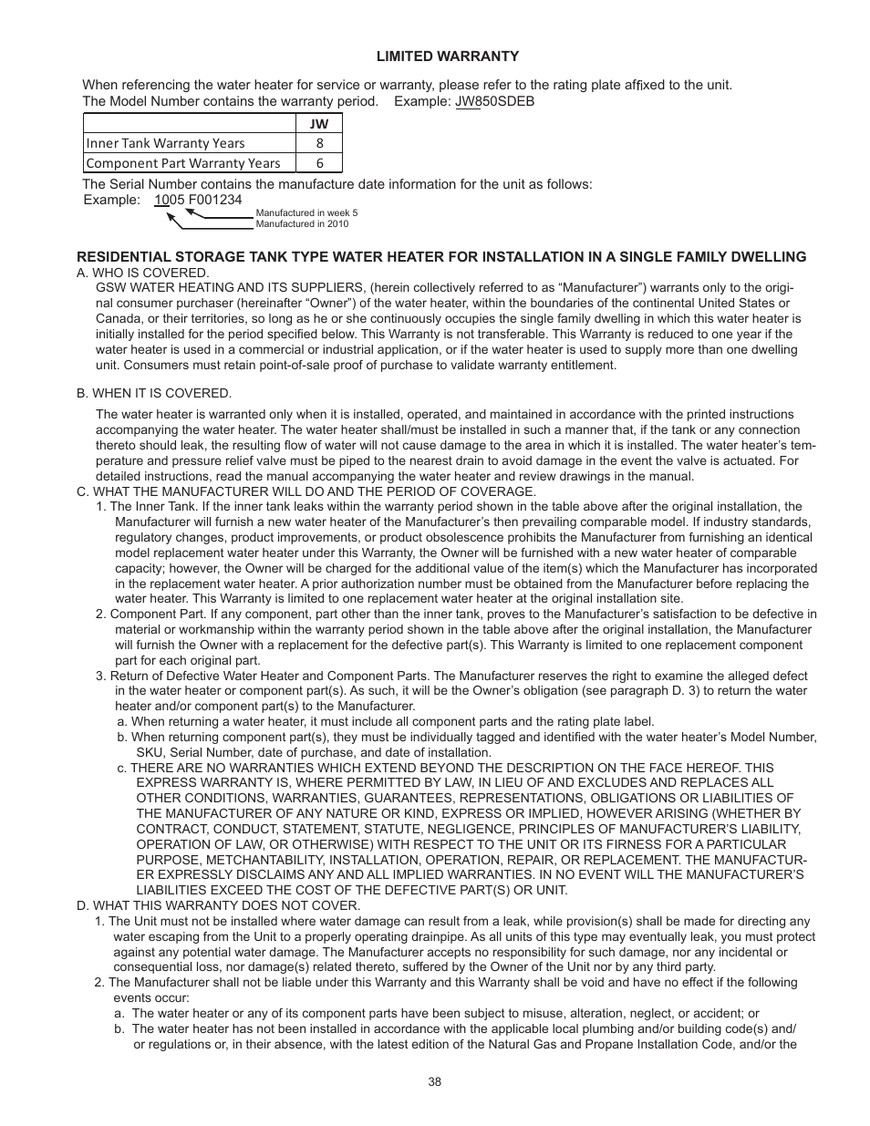 John Wood Atmospheric Gas (Standard) User Manual | Page 38 / 40