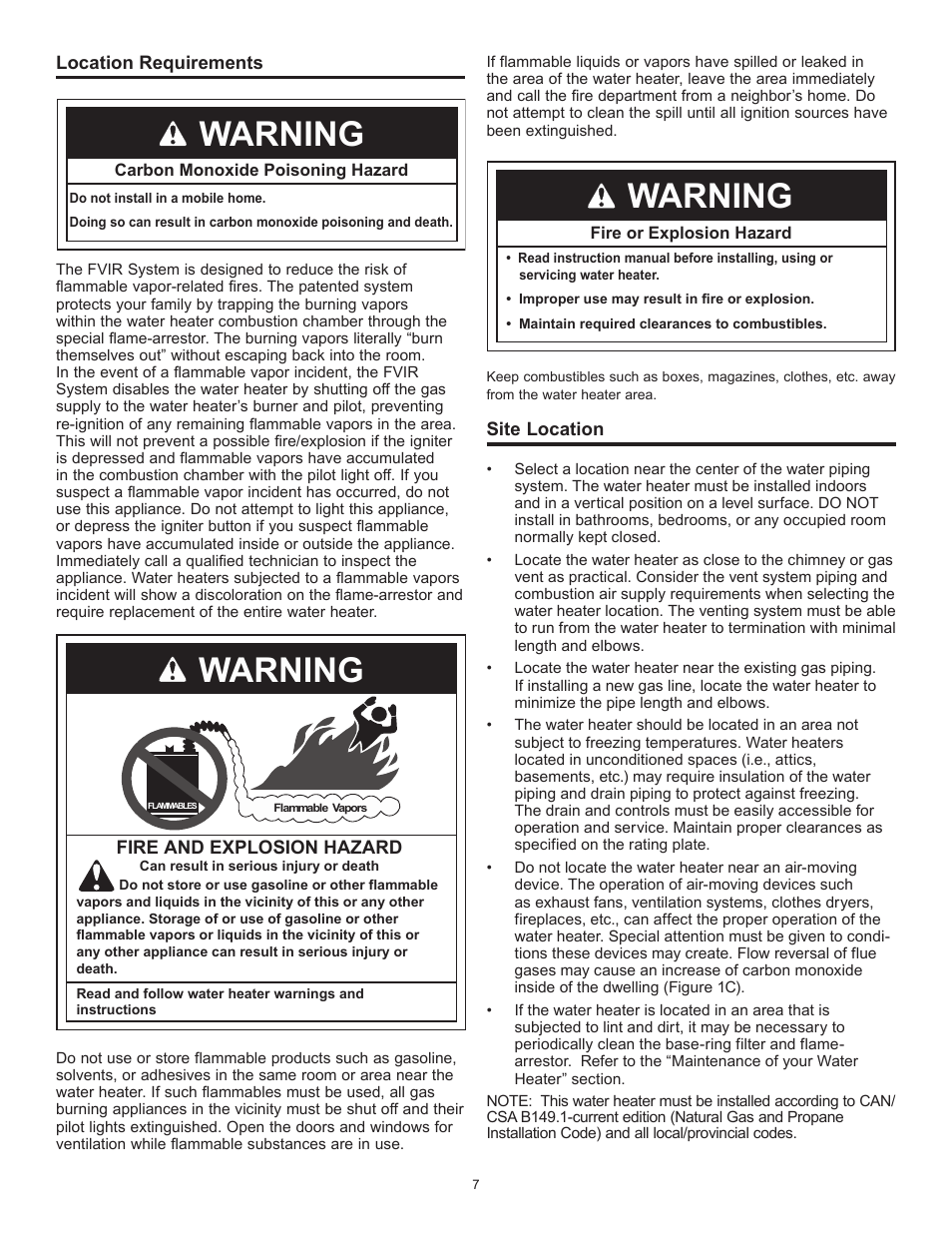 Warning | John Wood Atmospheric Gas (Standard) User Manual | Page 7 / 40