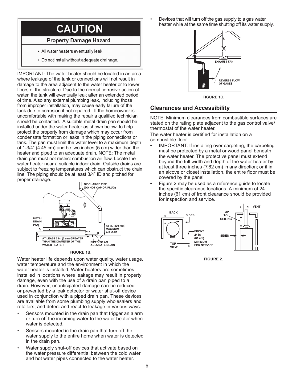 Clearances and accessibility | John Wood Atmospheric Gas (Standard) User Manual | Page 8 / 40