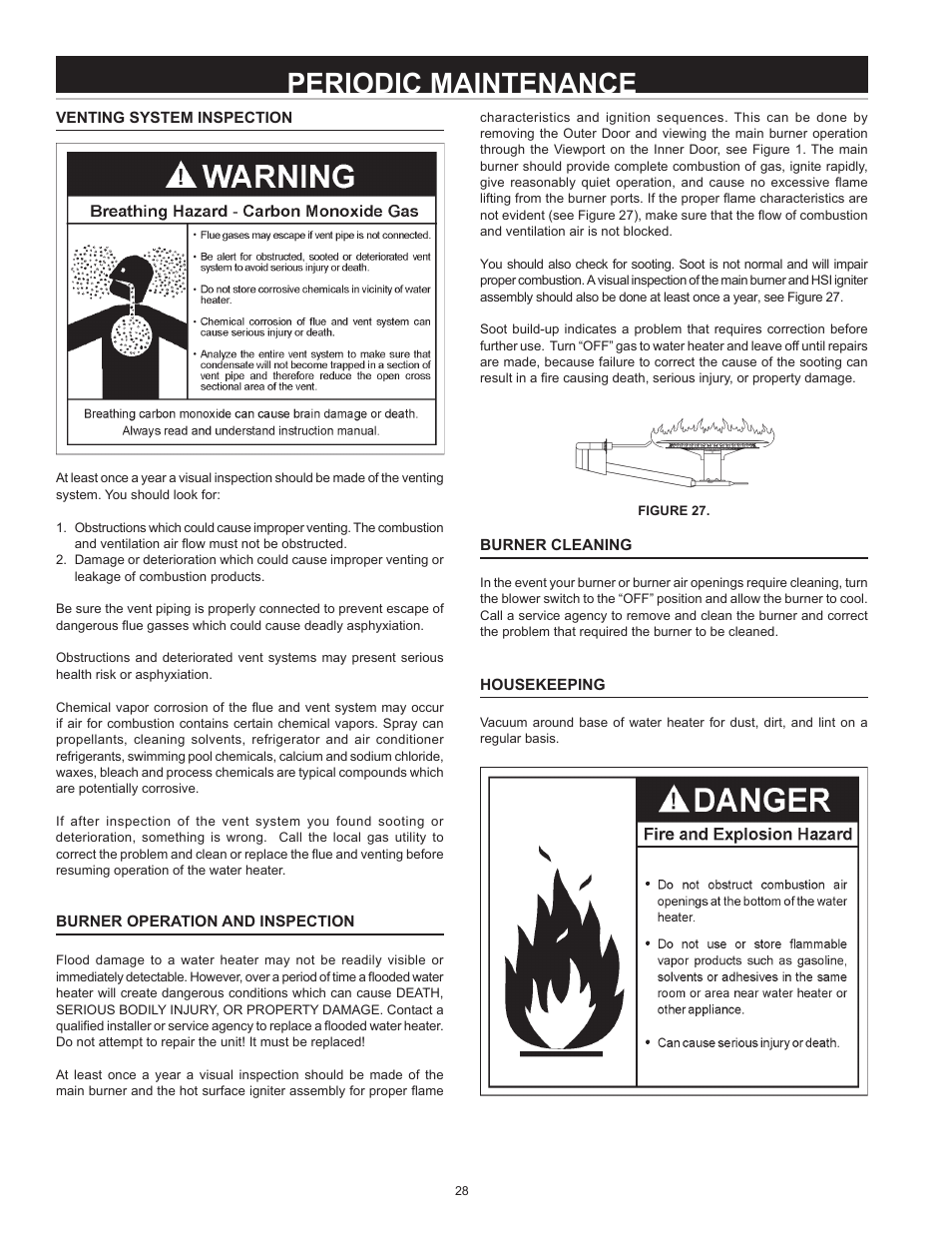 Periodic maintenance | John Wood Envirosense Power Vent User Manual | Page 28 / 36