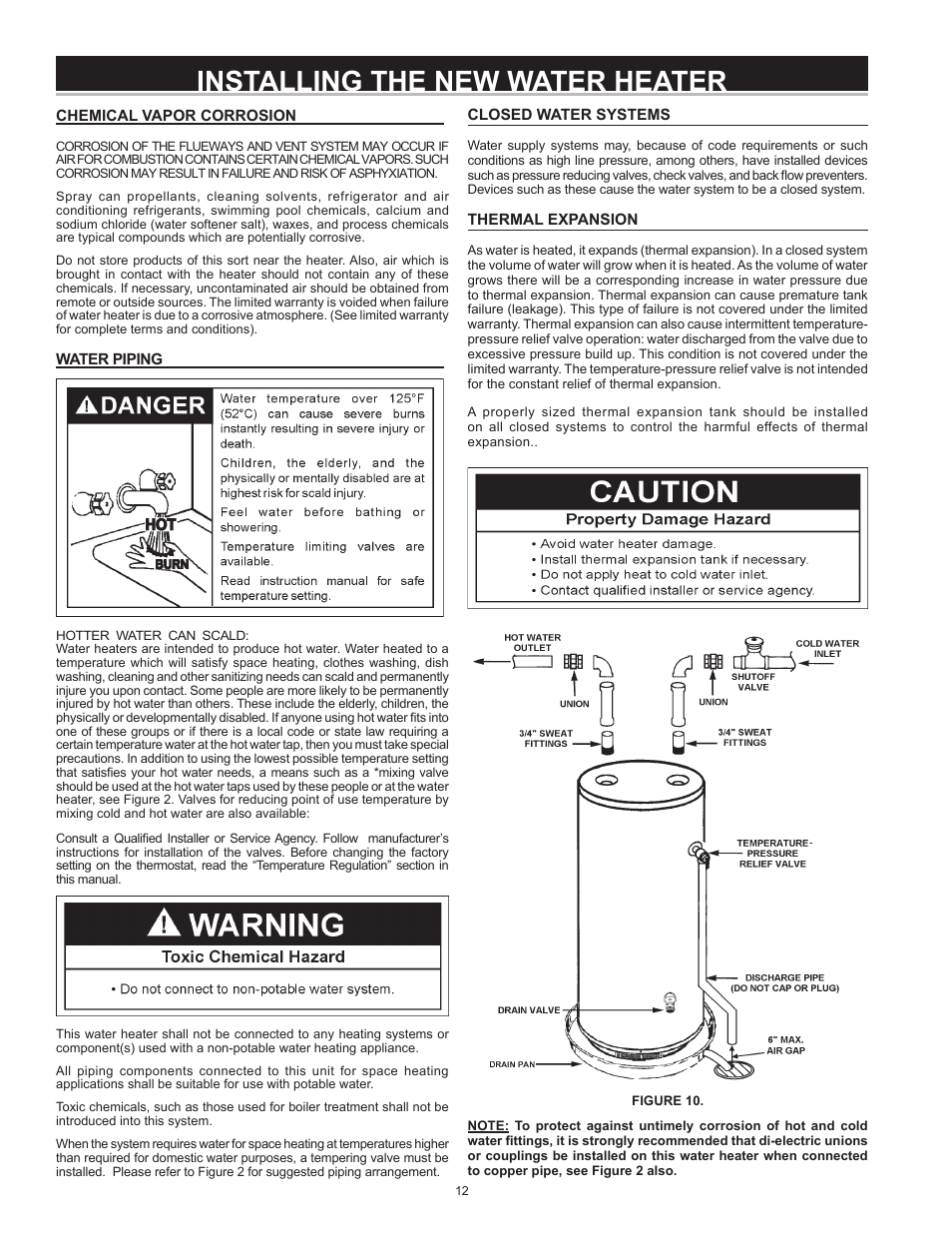 Installing the new water heater | John Wood Envirosense Power Direct Vent (prior to May 2010) User Manual | Page 12 / 42