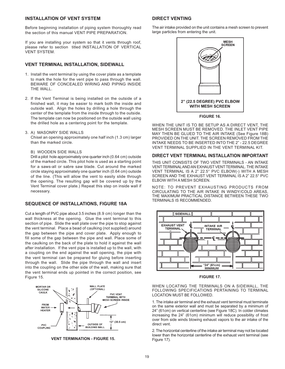 John Wood Envirosense Power Direct Vent (prior to May 2010) User Manual | Page 19 / 42