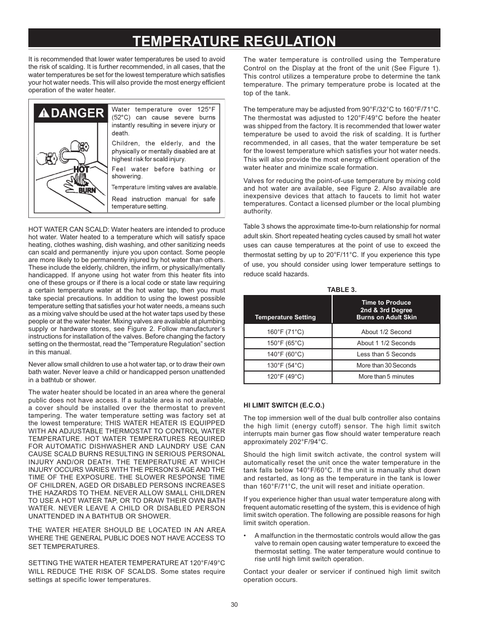 Temperature regulation | John Wood Envirosense Power Direct Vent (prior to May 2010) User Manual | Page 30 / 42