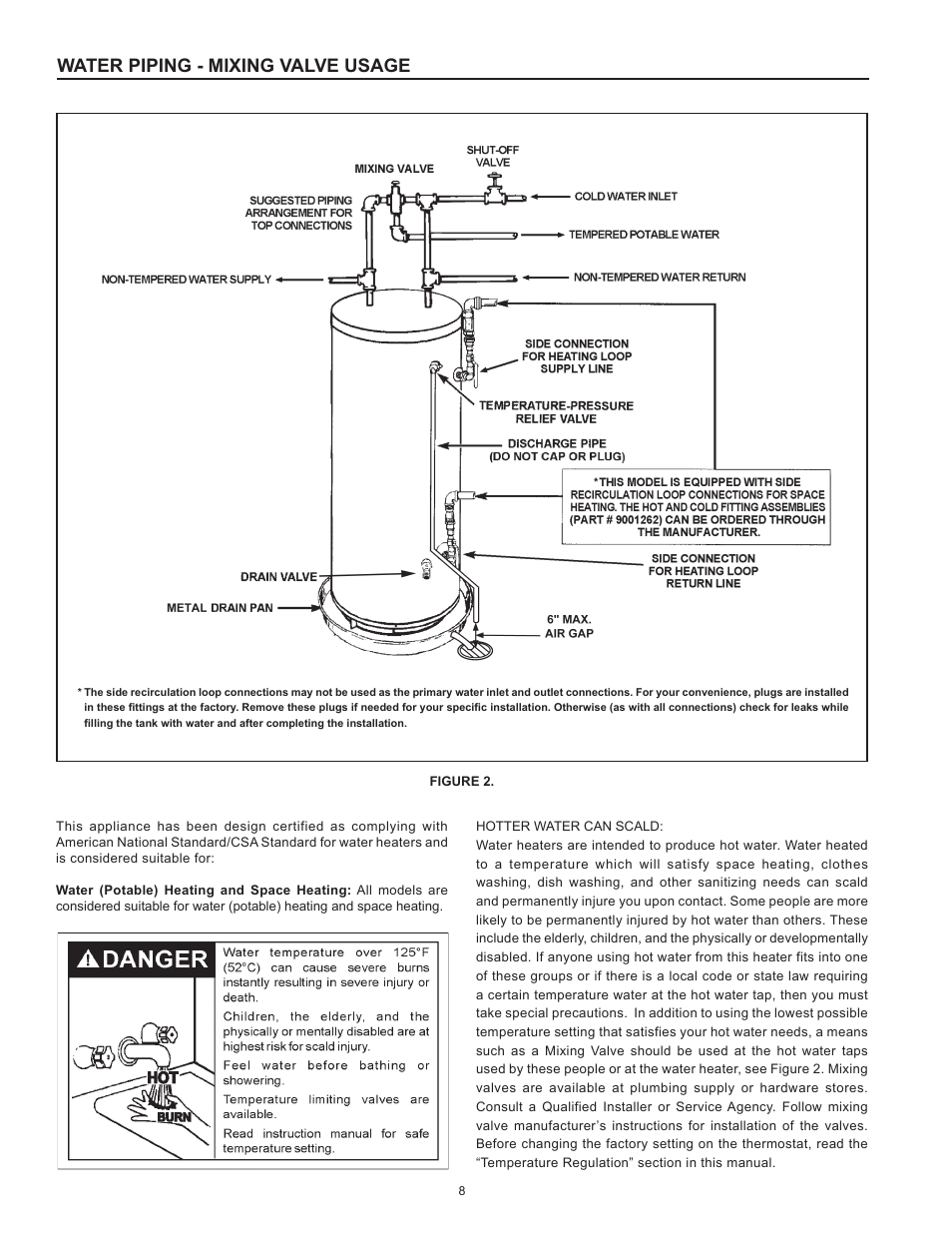 Water piping - mixing valve usage | John Wood Envirosense Power Direct Vent (prior to May 2010) User Manual | Page 8 / 42