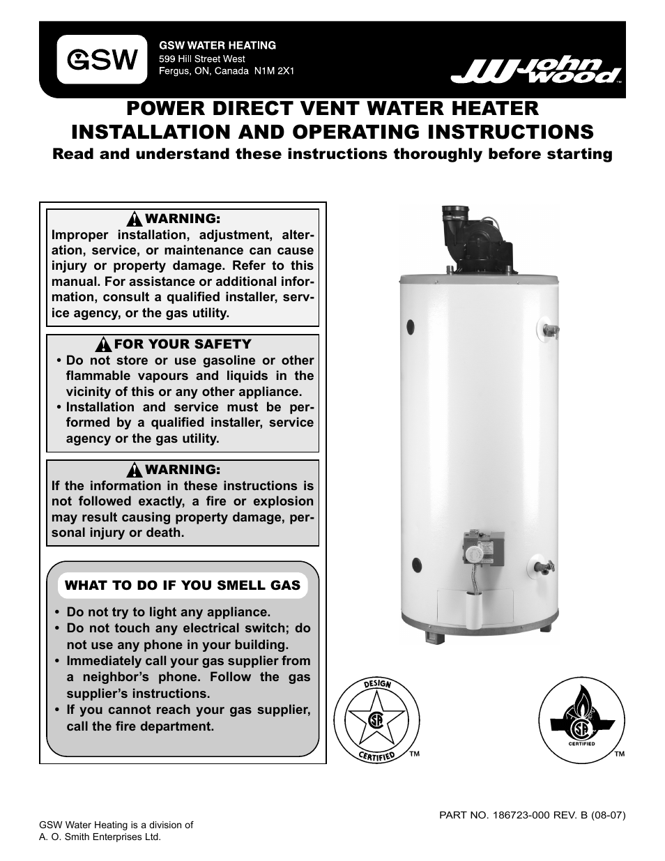 John Wood Power Direct Vent (Non-ENERGY STAR qualified models) User Manual | 34 pages