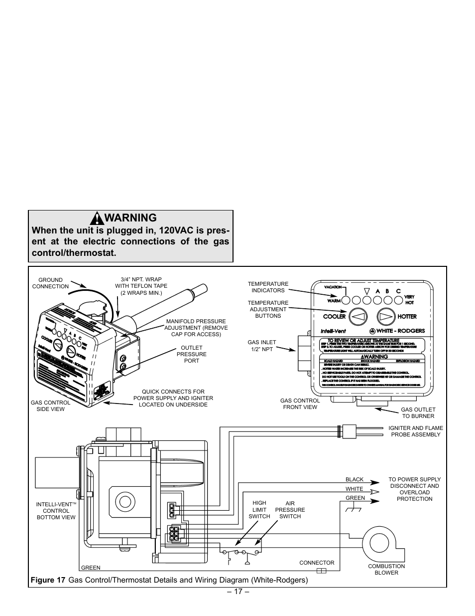 Warning | John Wood Power Direct Vent (Non-ENERGY STAR qualified models) User Manual | Page 17 / 34