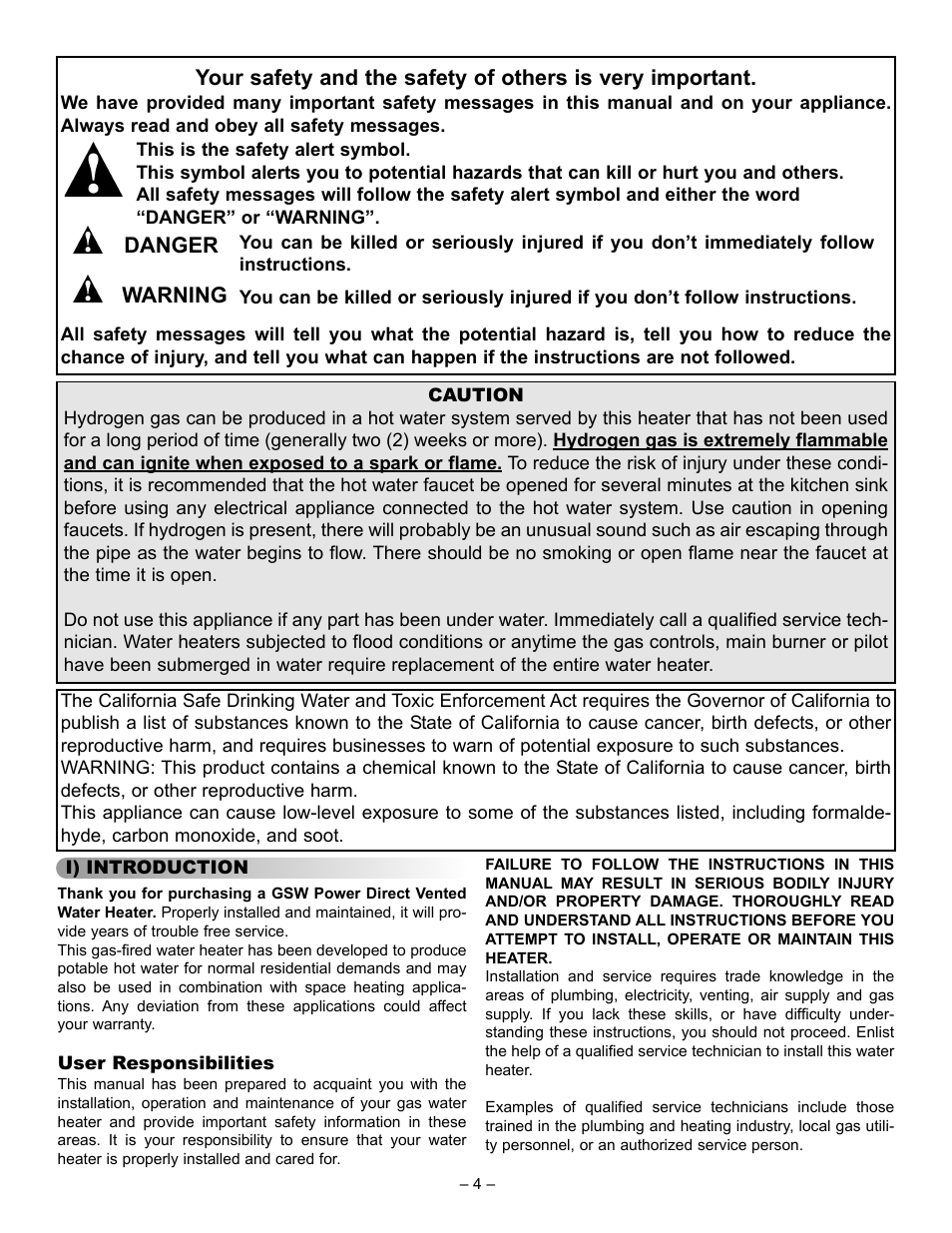 John Wood Power Direct Vent (Non-ENERGY STAR qualified models) User Manual | Page 4 / 34