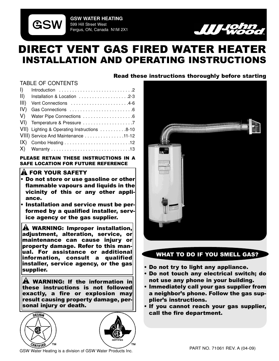 John Wood Direct Vent Models No Longer in Production User Manual | 13 pages