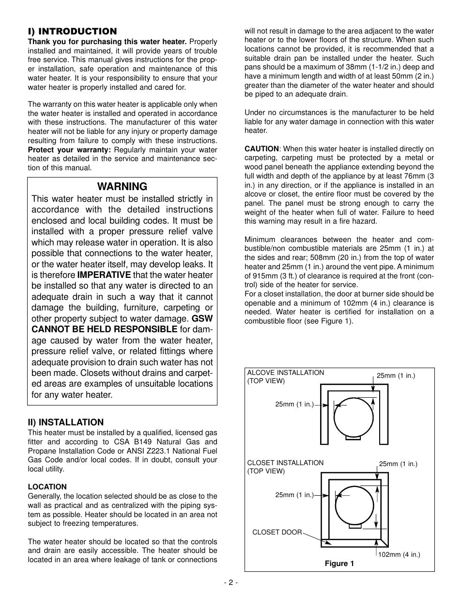 Warning | John Wood Direct Vent Models No Longer in Production User Manual | Page 2 / 13