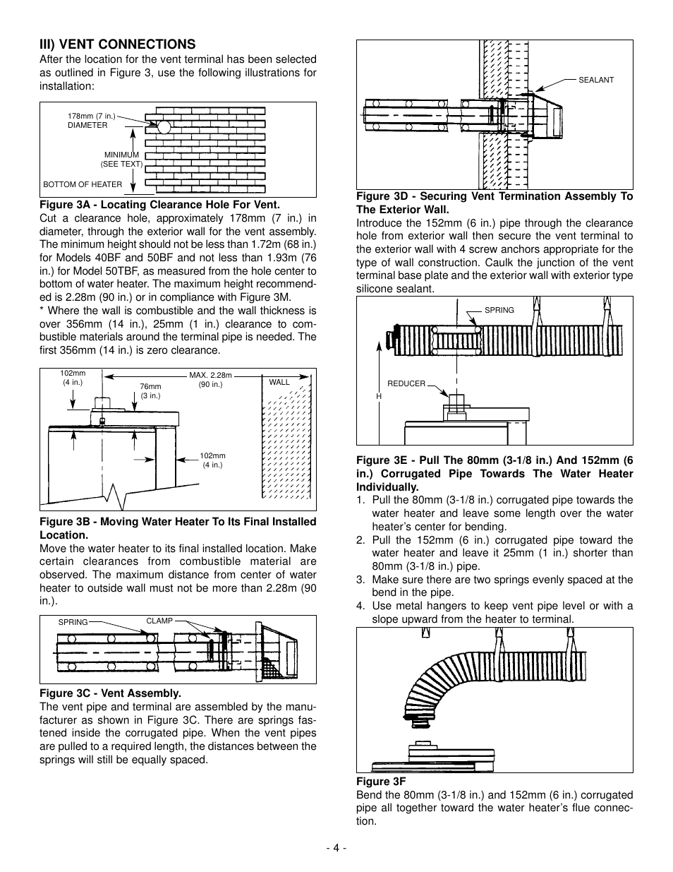 Iii) vent connections | John Wood Direct Vent Models No Longer in Production User Manual | Page 4 / 13