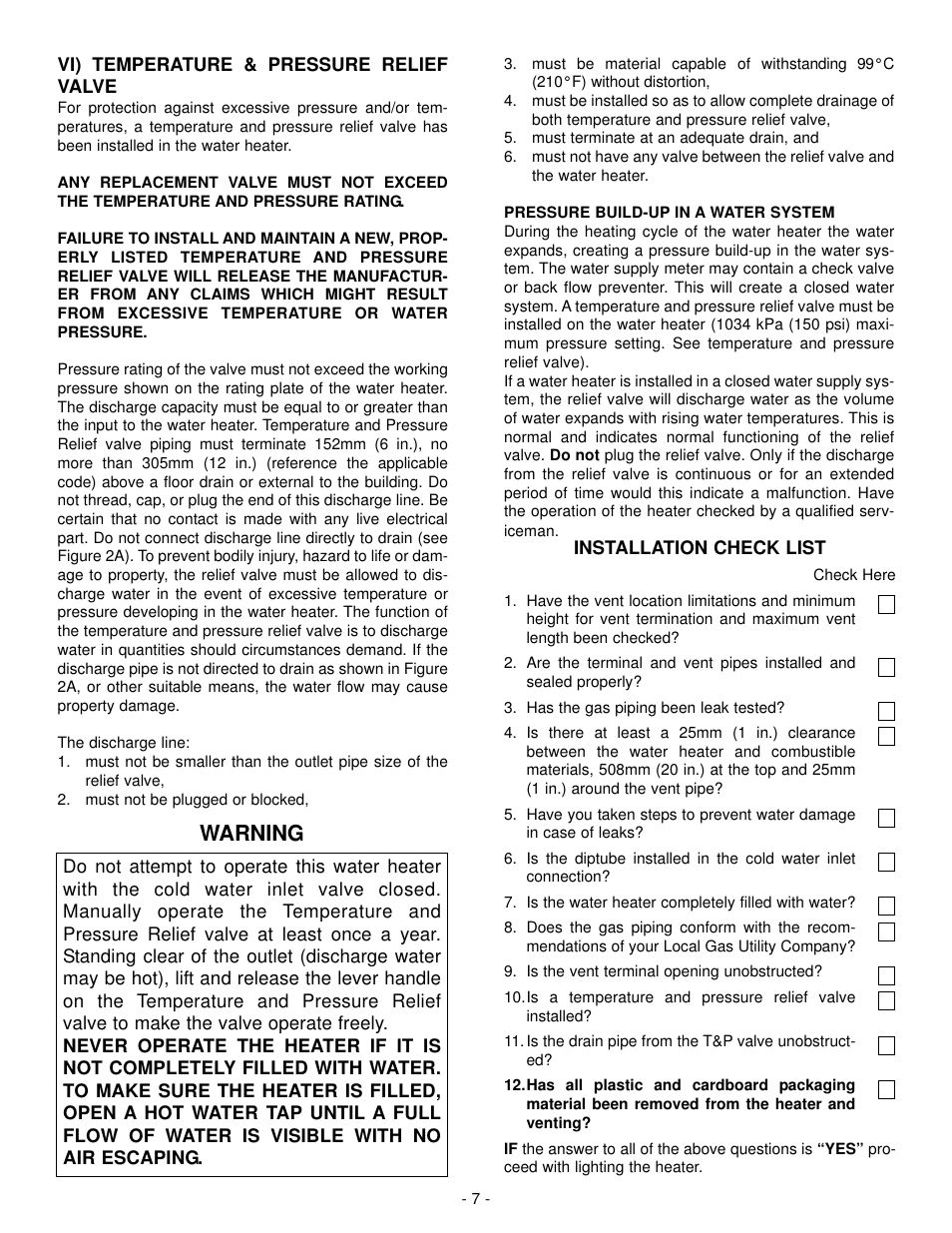 Warning | John Wood Direct Vent Models No Longer in Production User Manual | Page 7 / 13