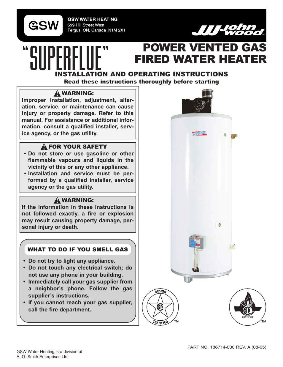 John Wood Superflue Power Vent (75 Gallon) User Manual | 38 pages