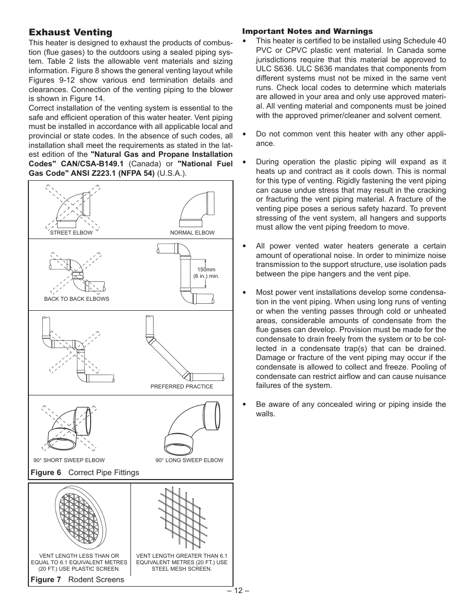 Exhaust venting | John Wood Superflue Power Vent (75 Gallon) User Manual | Page 12 / 38