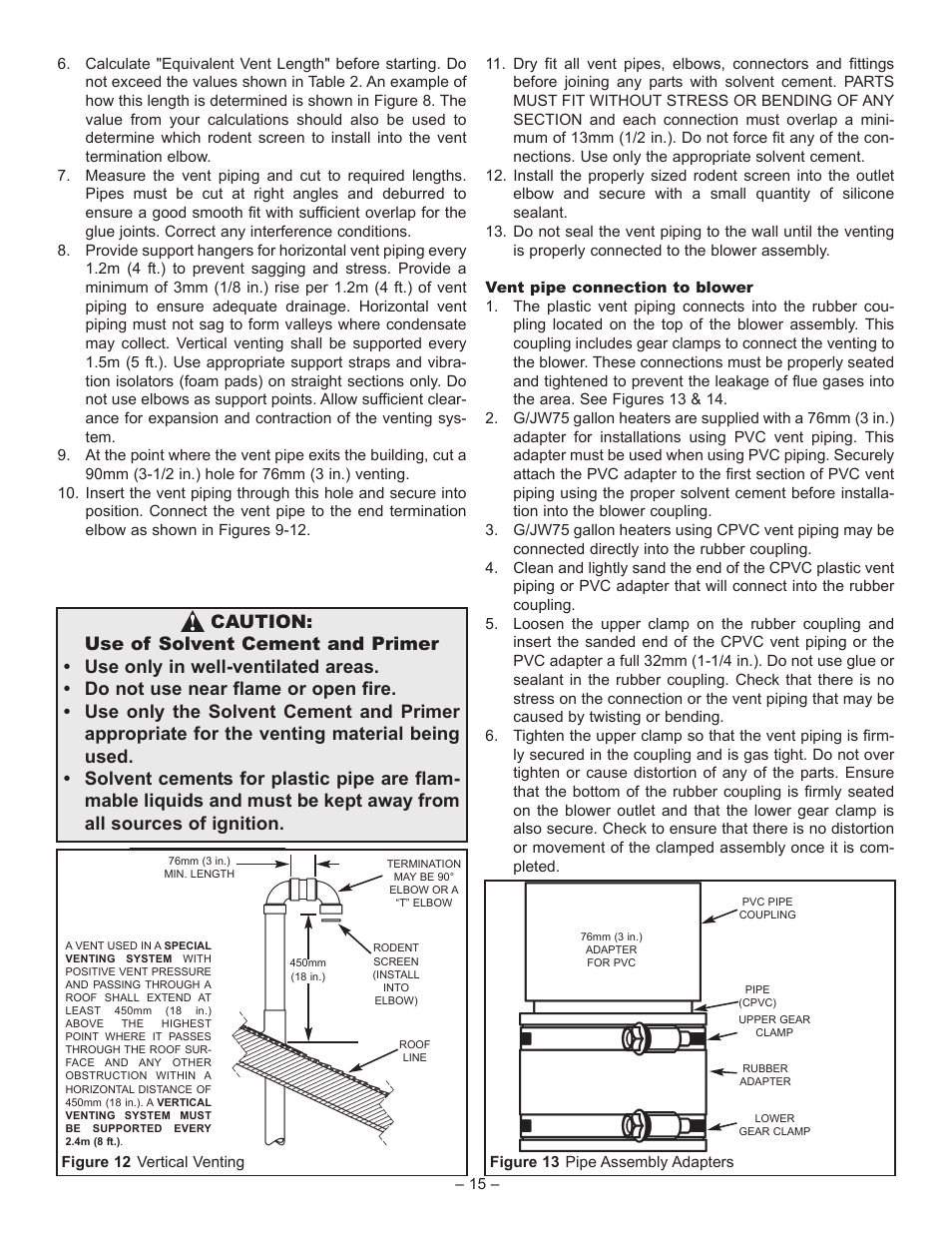 John Wood Superflue Power Vent (75 Gallon) User Manual | Page 15 / 38