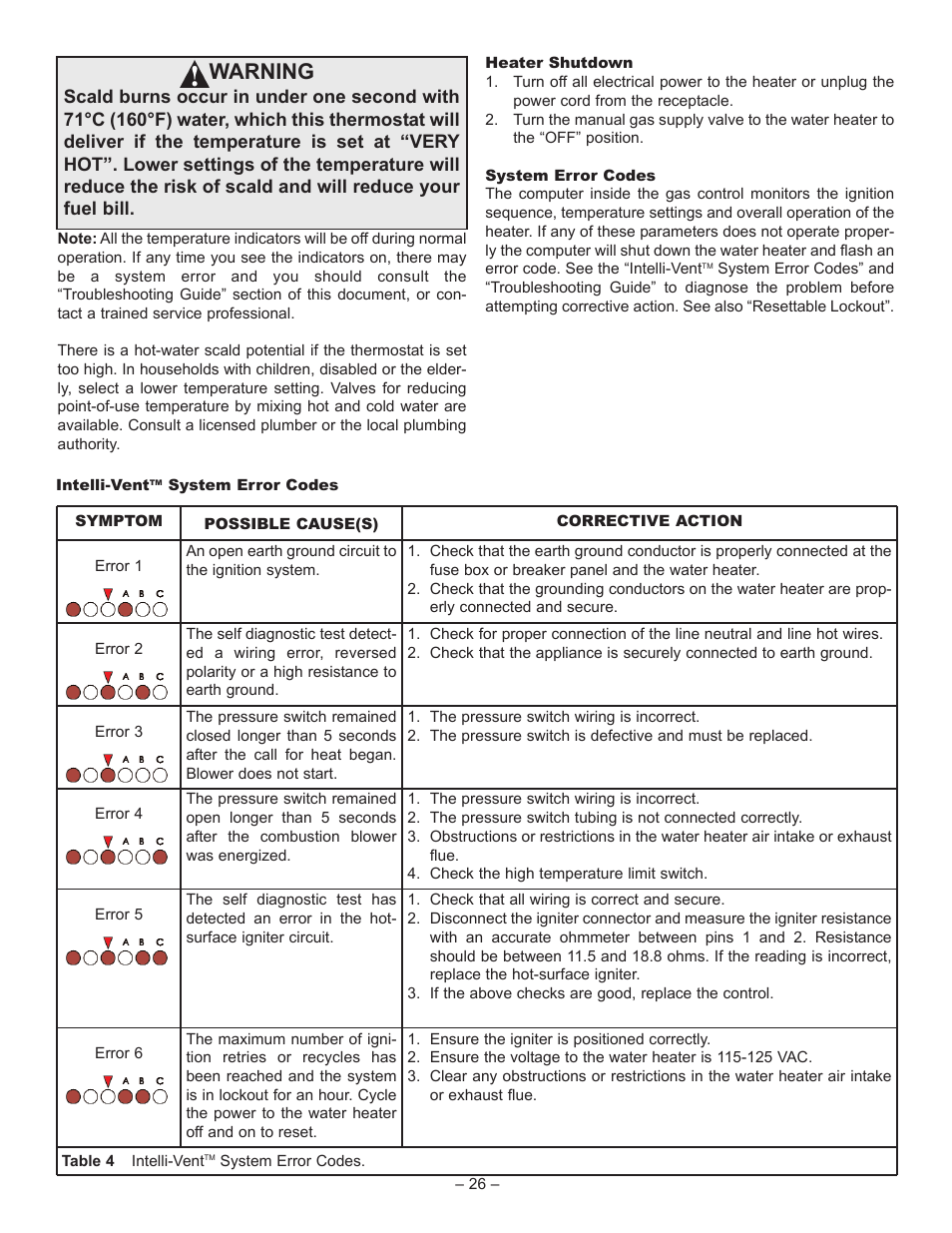 Warning | John Wood Superflue Power Vent (75 Gallon) User Manual | Page 26 / 38