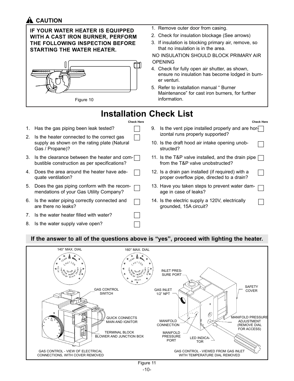 Installation check list, Caution | John Wood Superflue Power Vent (before FVIR technology) User Manual | Page 12 / 21