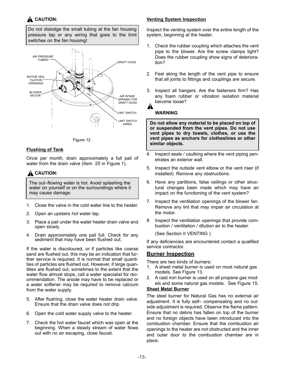 Burner inspection | John Wood Superflue Power Vent (before FVIR technology) User Manual | Page 15 / 21