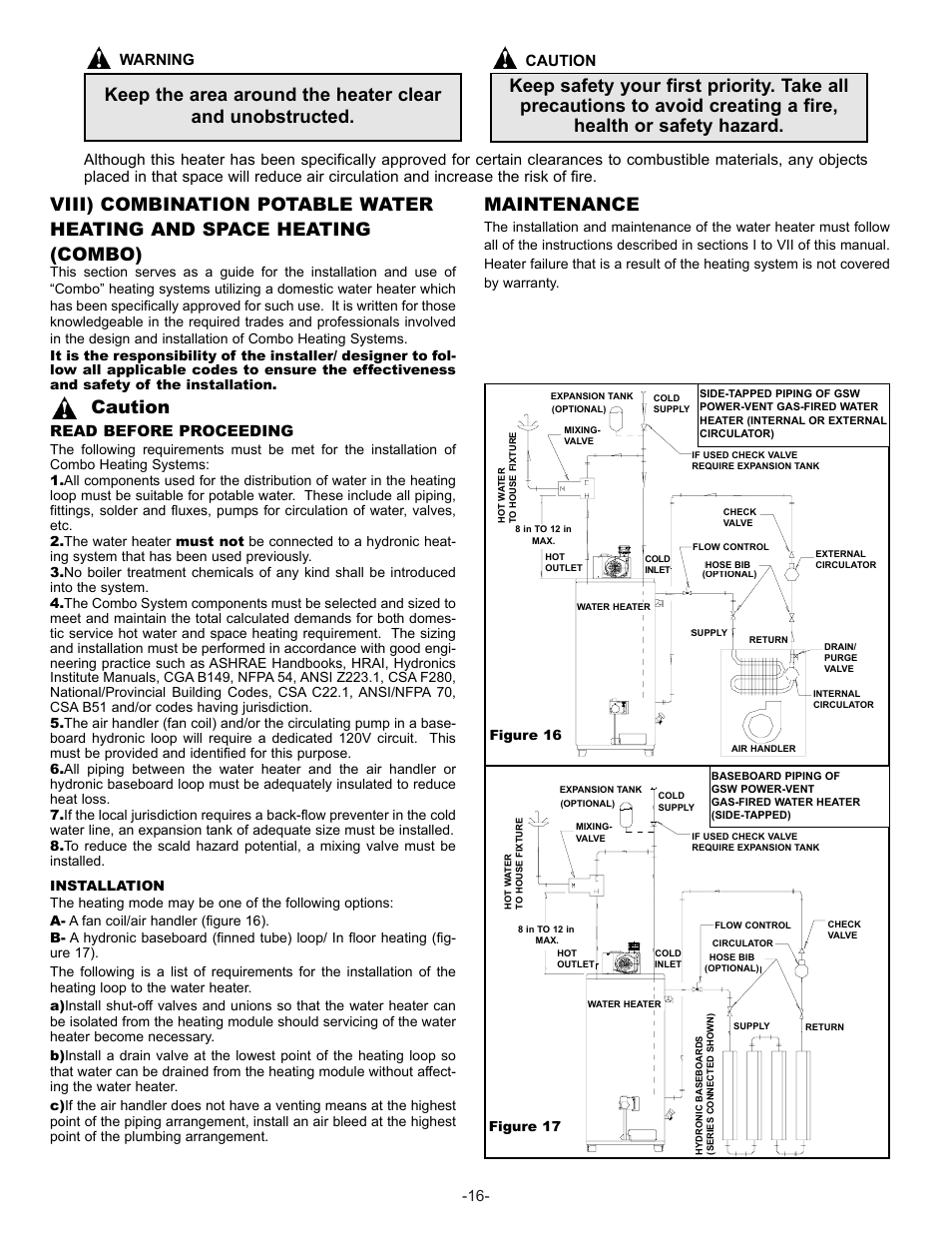 Caution, Maintenance | John Wood Superflue Power Vent (before FVIR technology) User Manual | Page 18 / 21